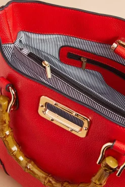 Women Versona Bamboo Handle Satchel And Wallet Set