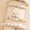 Women Versona Beige Beaded Bracelet Set