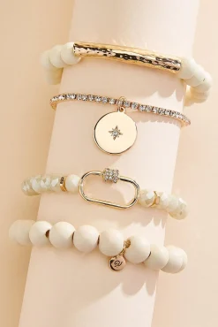 Women Versona Beige Beaded Bracelet Set