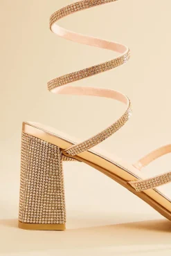 Women Versona Bling Ankle Wrap Heels