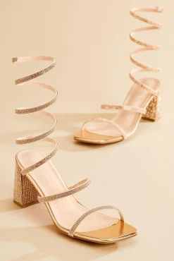Women Versona Bling Ankle Wrap Heels