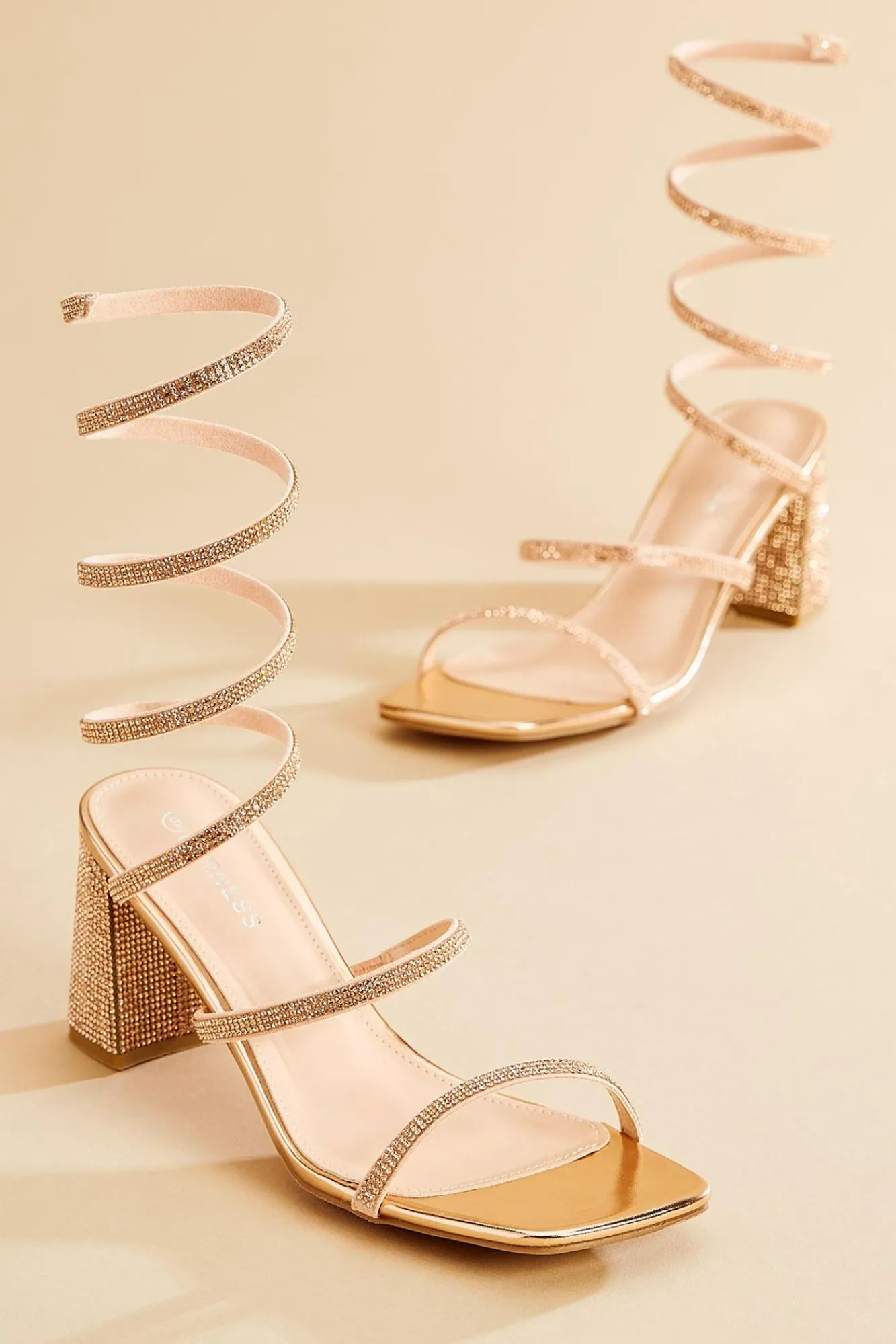 Women Versona Bling Ankle Wrap Heels