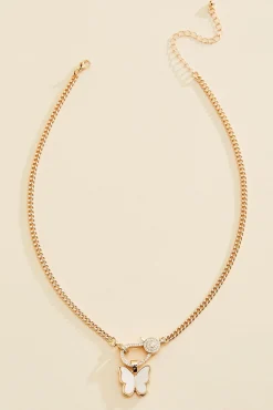 Women Versona Butterfly Charm Link Necklace