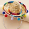 Women Versona Color Pom Sombrero Hat Headband
