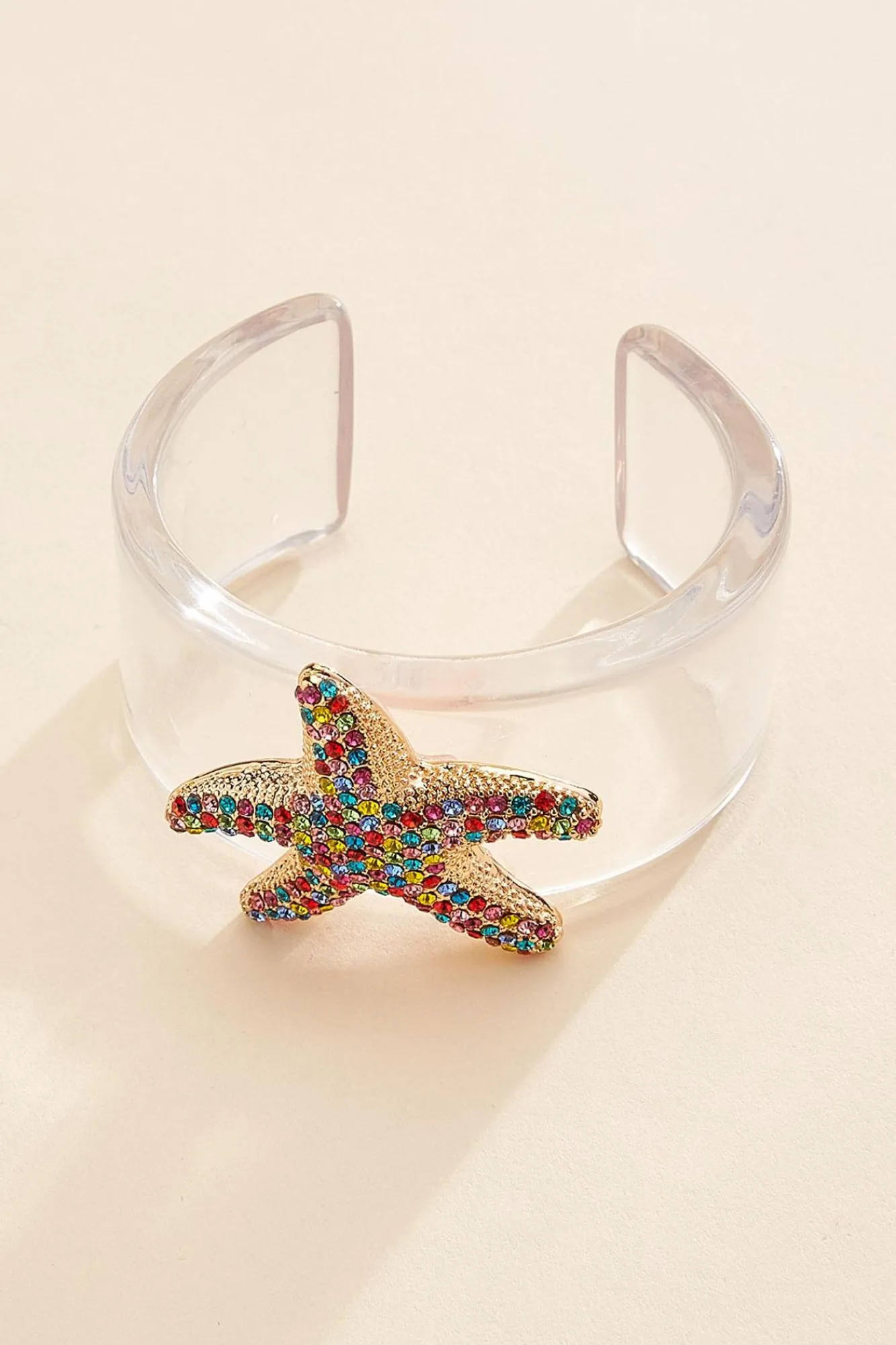 Women Versona Colorful Starfish Clear Cuff Bracelet