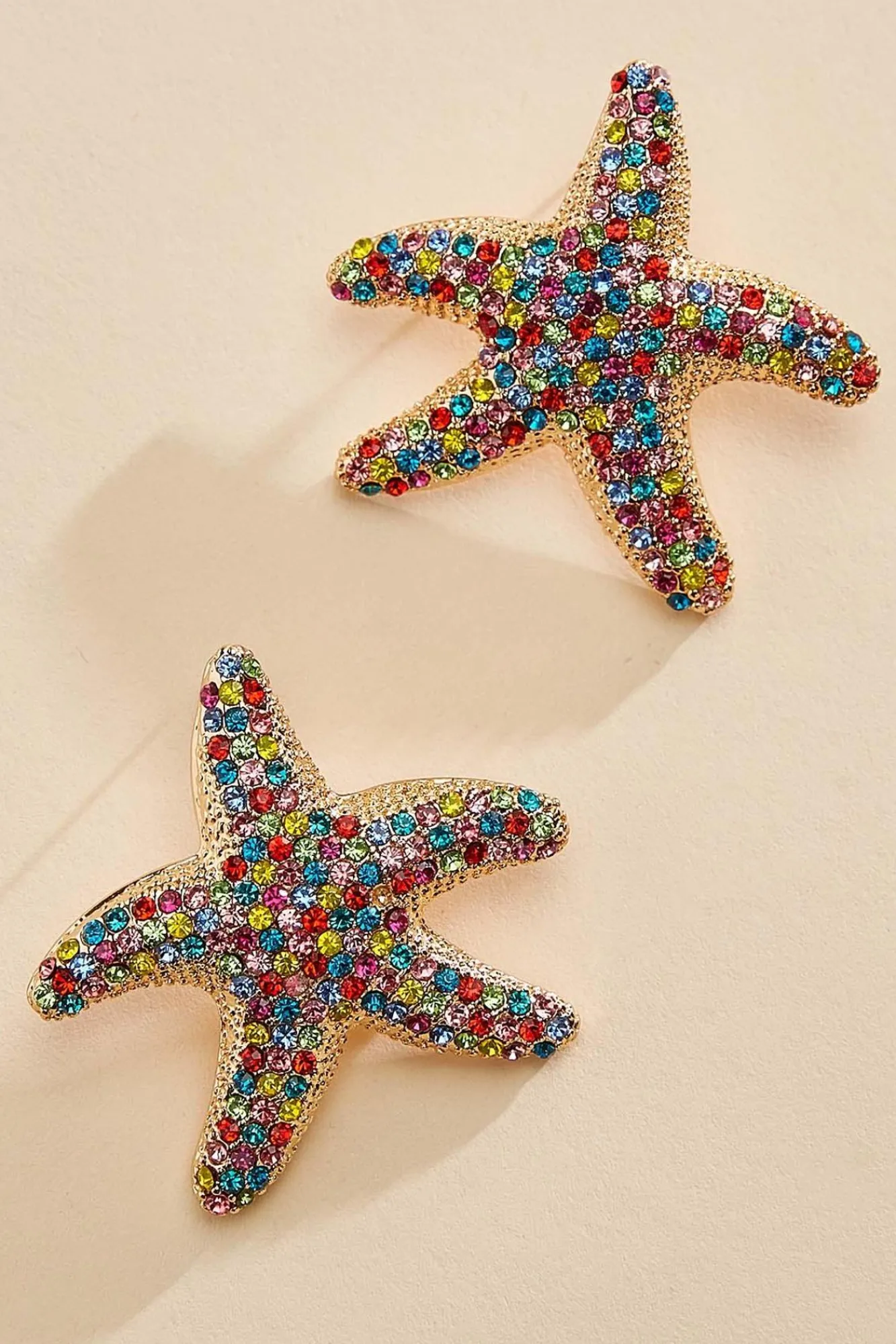 Women Versona Colorful Stone Starfish Stud Earrings