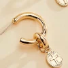 Women Versona Cross Charm Huggie Hoop Earrings