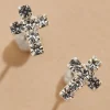 Women Versona Dainty Cubic Zirconia Cross Earrings
