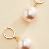Women Versona Dangly Pearl Huggie Hoop Earrings
