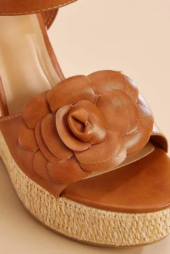 Women Versona Faux Leather Rosette Wedge Heels