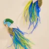 Women Versona Feathery Fringe Parrot Earrings