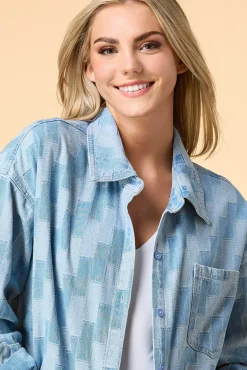 Women Versona Fit Check Denim Jacket