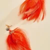 Women Versona Floral Feather Earrings
