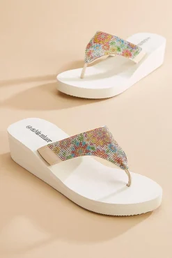 Women Versona Floral Rhinestone Wedge Sandals