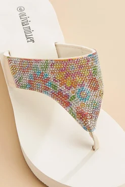 Women Versona Floral Rhinestone Wedge Sandals