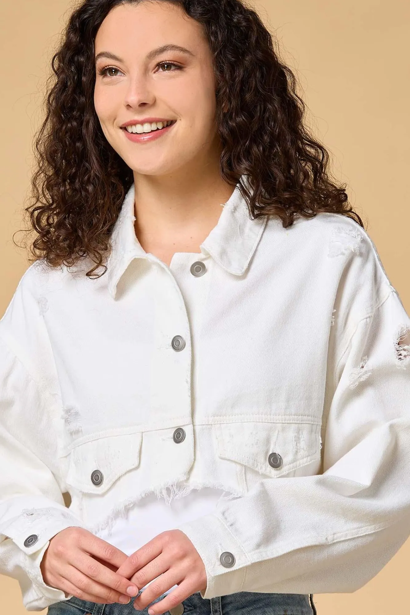 Women Versona Fray You Love Me Denim Jacket