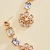 Women Versona Gold Flower Linear Earrings