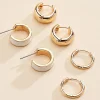 Women Versona Gold Huggie Hoop Earrings Set