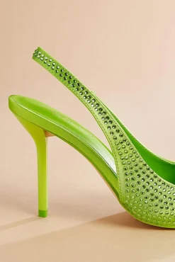 Women Versona Green Bling Slingback Heels