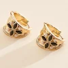 Women Versona Hammered Gold Hinge Hoop Earrings