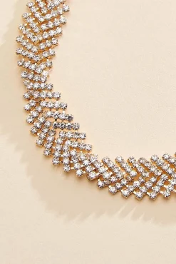 Women Versona Intertwining Rhinestone Necklace And Earrings Set