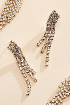 Women Versona Intertwining Rhinestone Necklace And Earrings Set