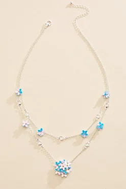 Women Versona Iridescent Flower Layered Necklace