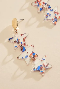 Women Versona Linear Americana Star Earrings