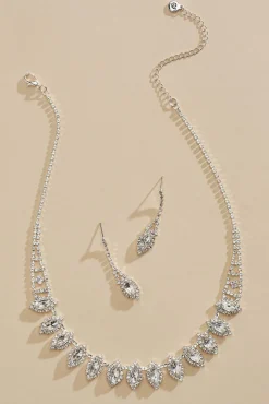 Women Versona Marquise Necklace And Earrings Set