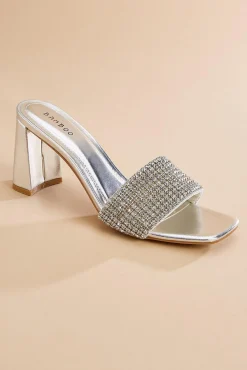 Women Versona Metallic Bling Band Heels
