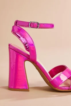 Women Versona Metallic Cross Strap Heels