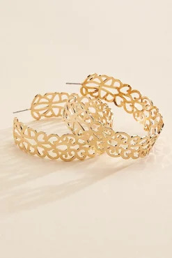 Women Versona Mirror Filigree Hoop Earrings