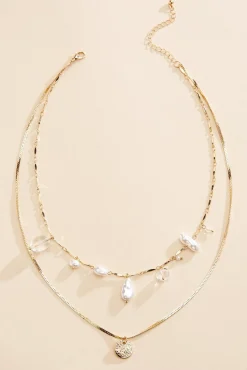 Women Versona Mixed Chain Pearly Layered Necklace
