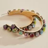 Women Versona Multicolored Stone Hoop Earrings