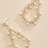 Women Versona Open Pearl Tear Earrings