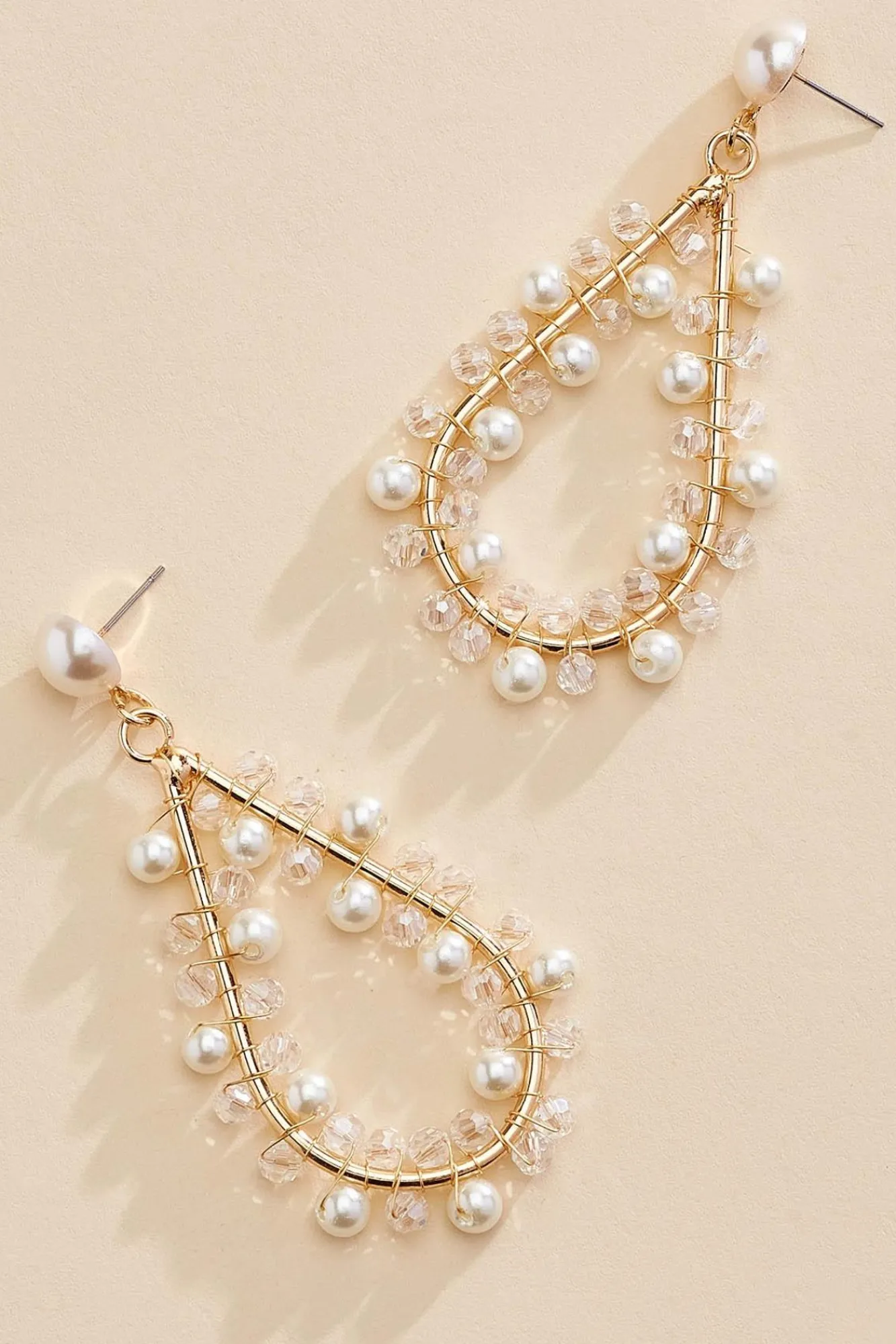 Women Versona Open Pearl Tear Earrings