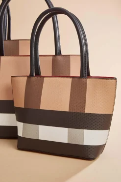 Women Versona Plaid Print Bag Set