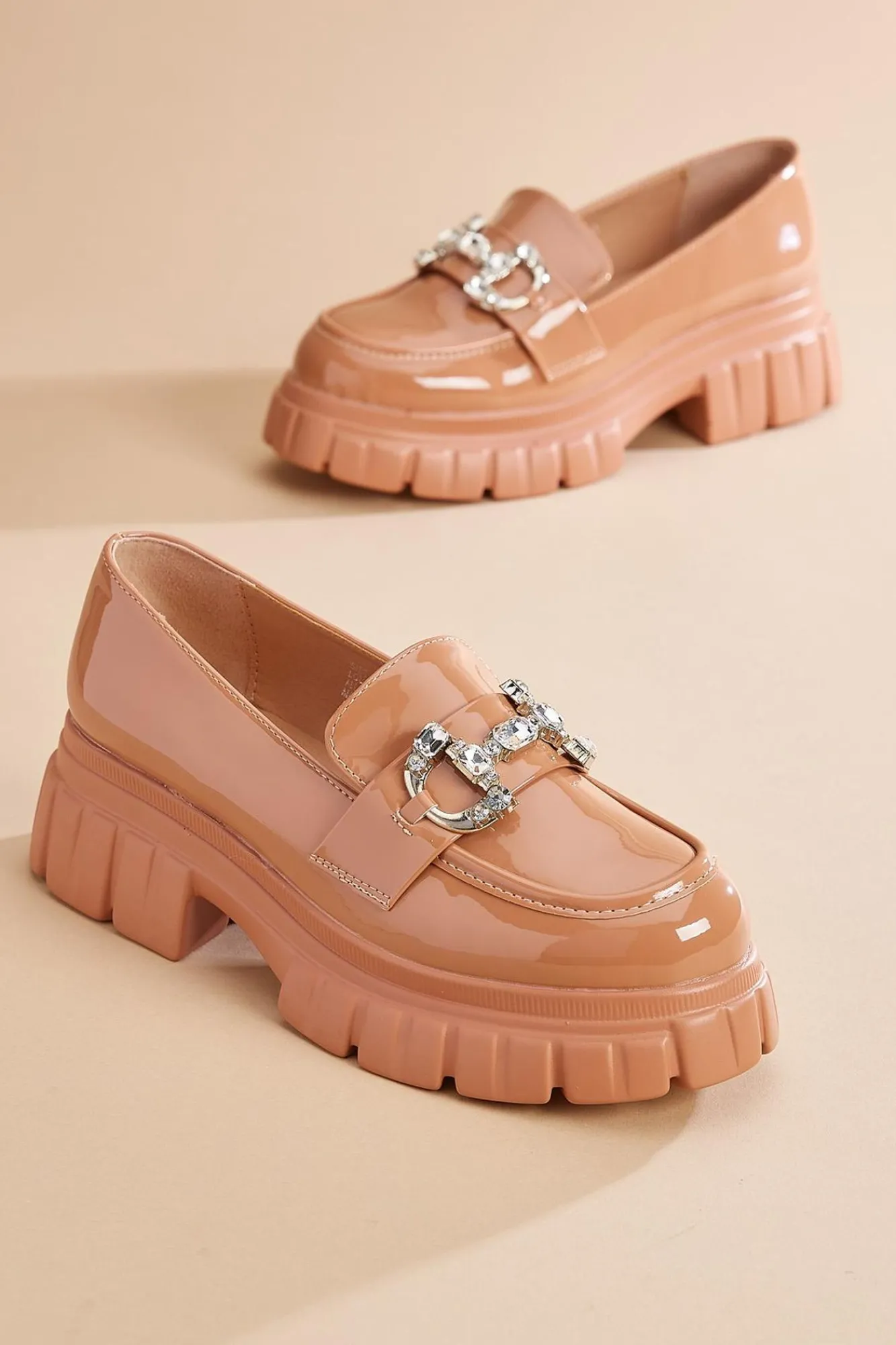 Women Versona Platform Patent Bling Loafers