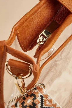 Women Versona Printed Strap Clear Bag