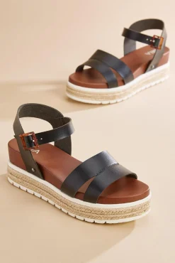 Women Versona Raffia Flatform Faux Leather Sandals