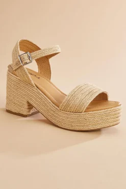 Women Versona Raffia Wrapped Platform Heels