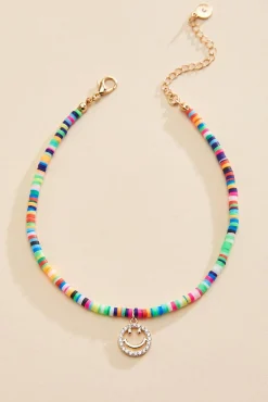 Women Versona Rainbow Smiley Charm Anklet