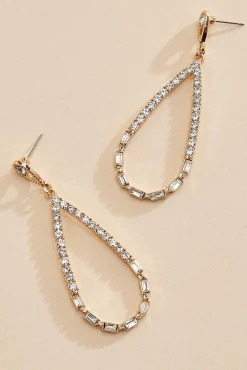 Women Versona Rhinestone Embellished Tear Earrings