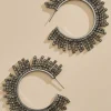 Women Versona Rhinestone Fringe Hoop Earrings