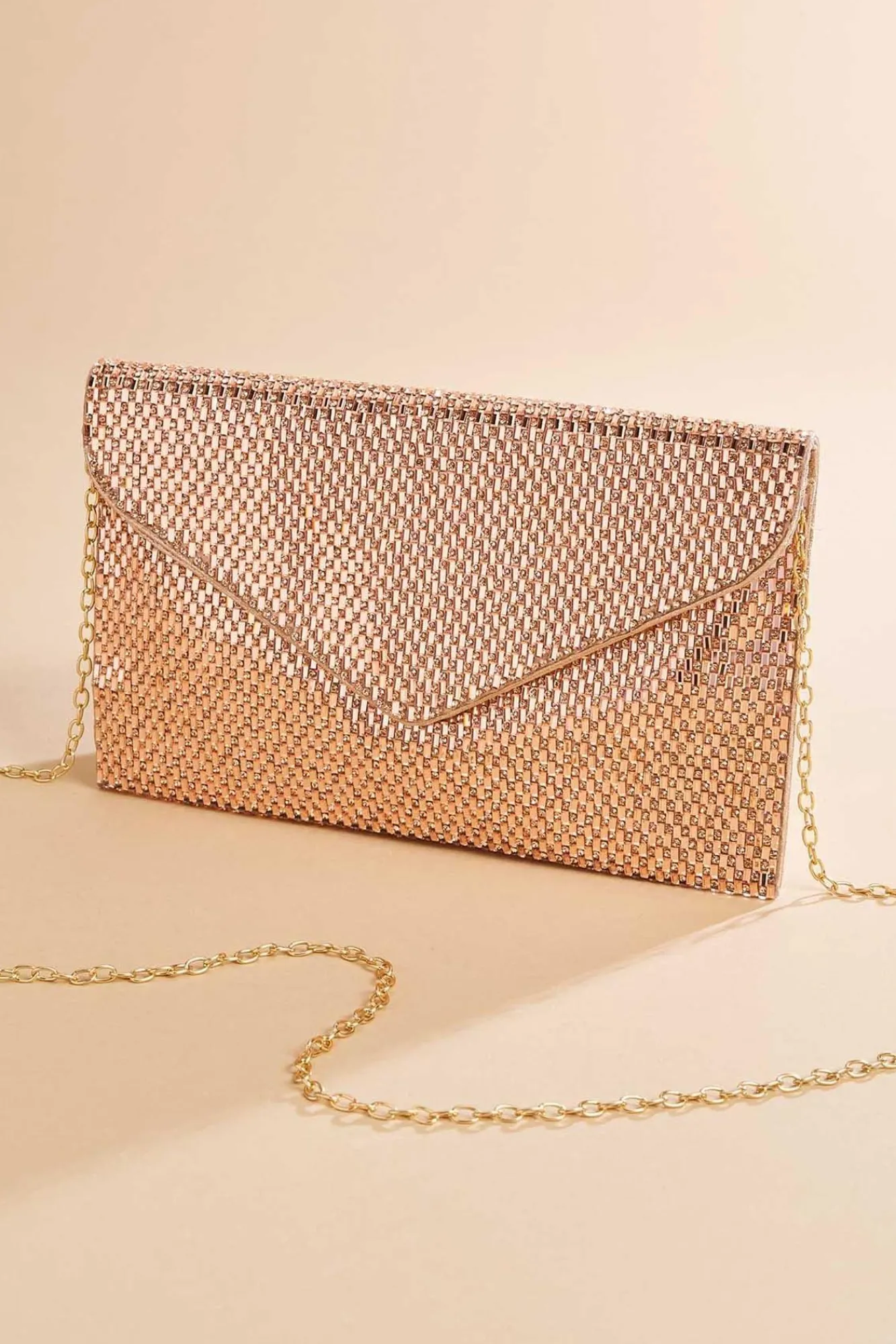 Women Versona Rose Gold Mesh Crossbody