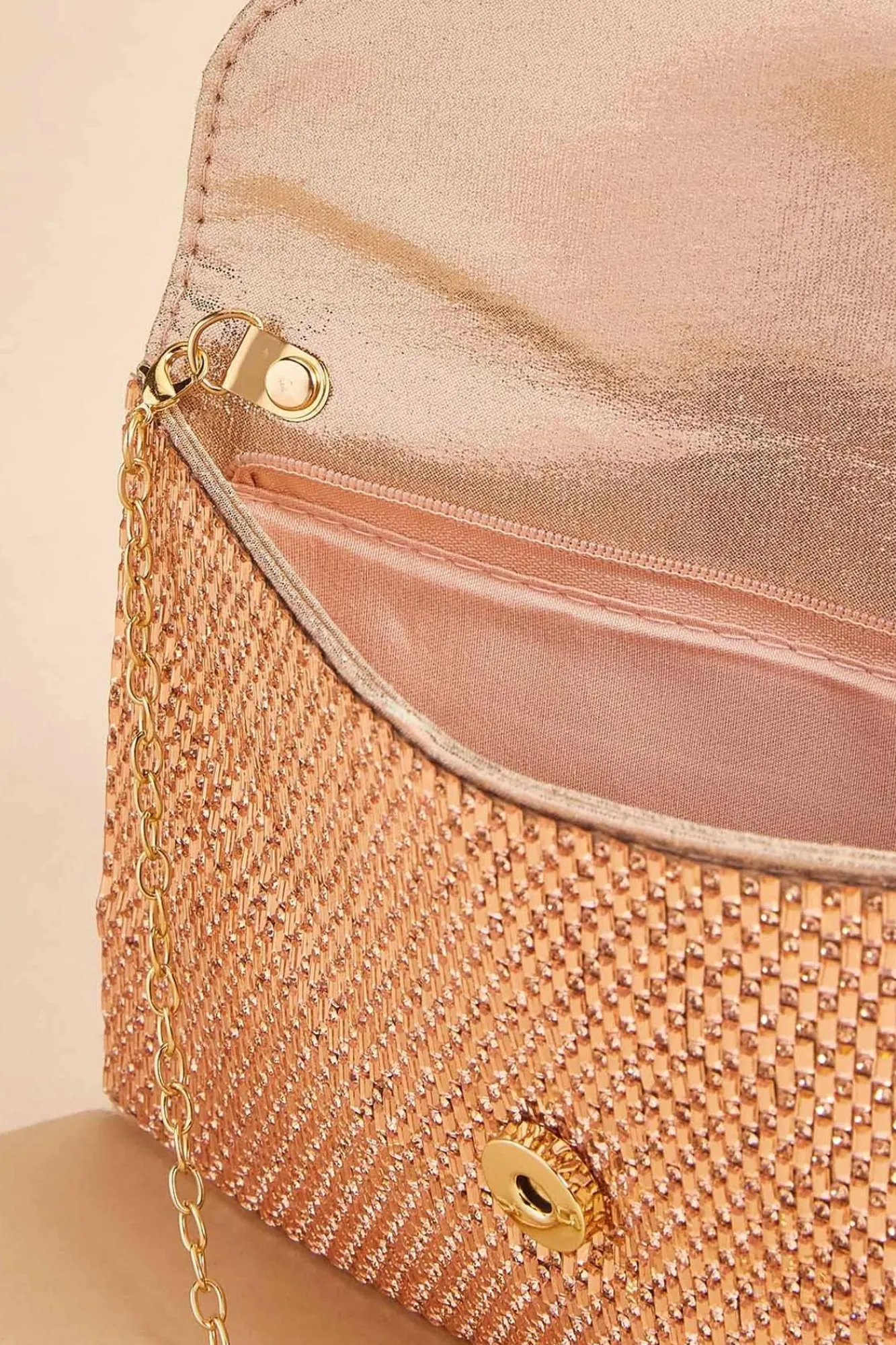 Women Versona Rose Gold Mesh Crossbody