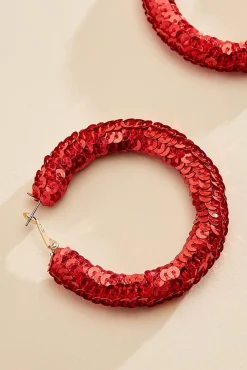 Women Versona Solid Sequin Hoop Earrings