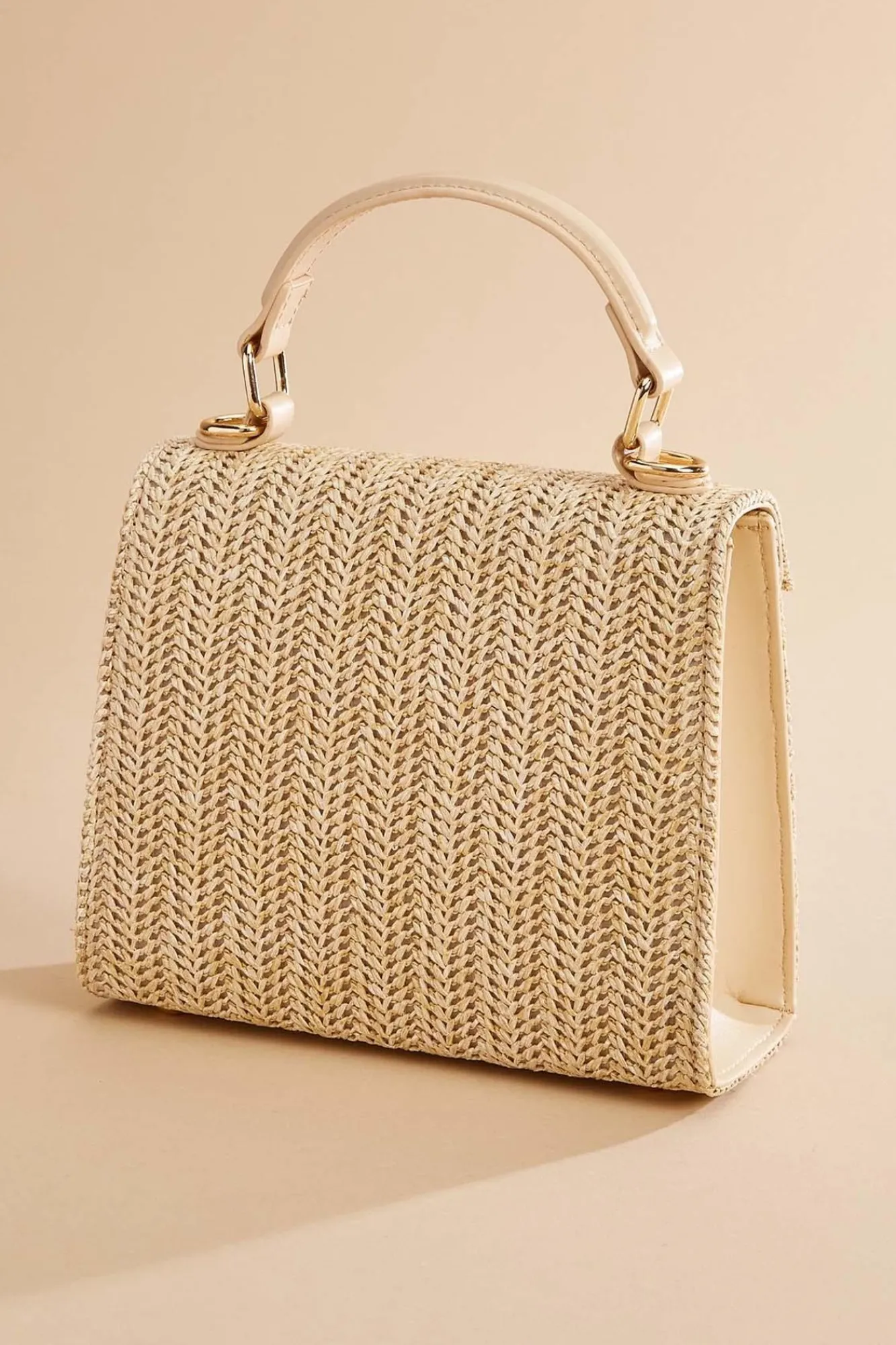 Women Versona Straw Turn Lock Satchel