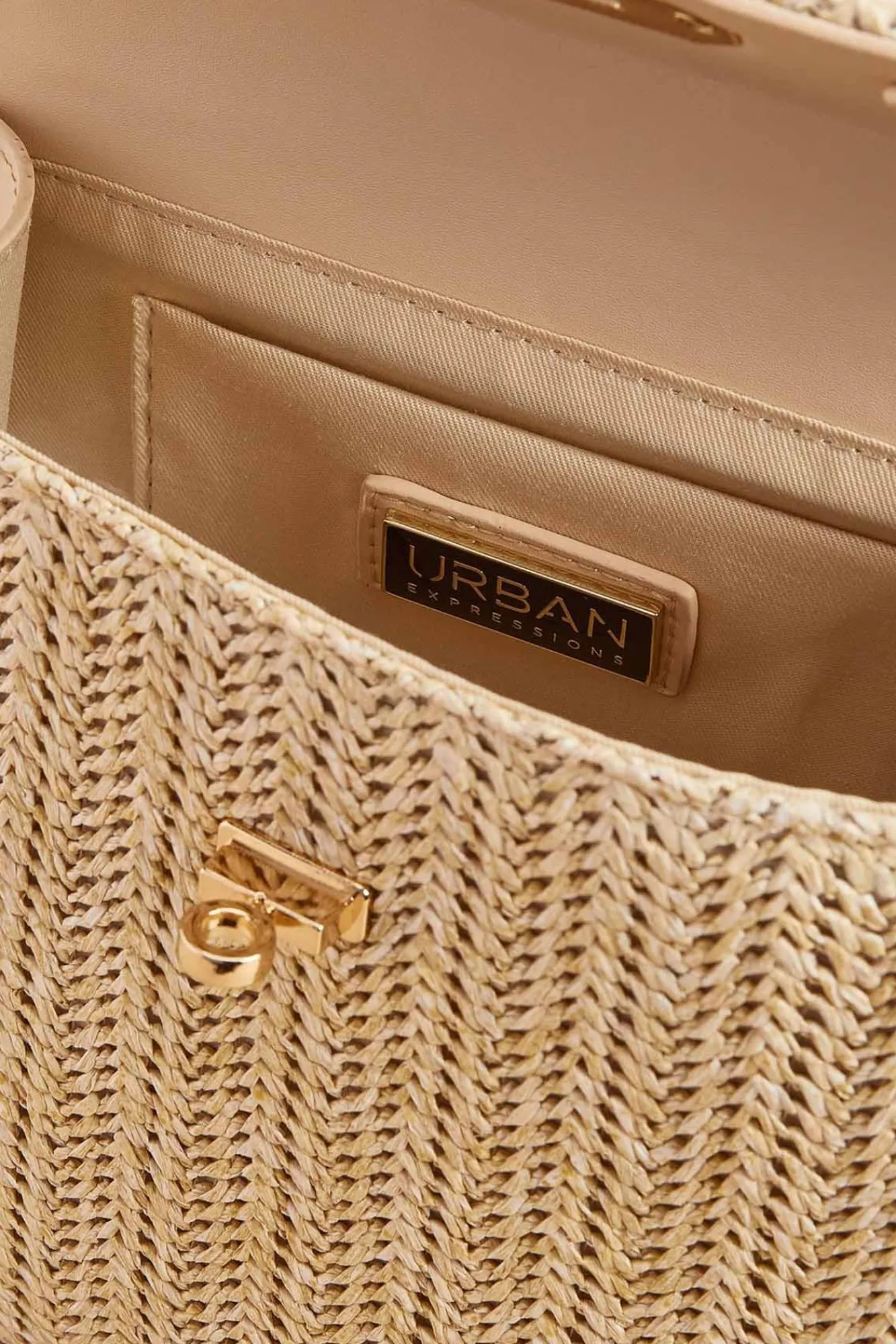 Women Versona Straw Turn Lock Satchel