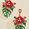Women Versona Tropical Palm Leaf Earrings